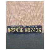 PAIR OF VINTAGE 1956 TEXAS LISENCE PLATES