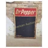 VINTAGE DR. PEPPER PAINTED METAL MENU SIGN