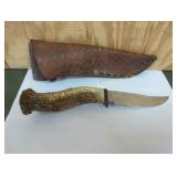 HALL STAG HANDLE CUSTOM HUNTING KNIFE