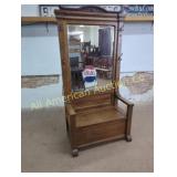 ANTIQUE OAK HALL SEAT / TREE