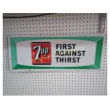 VINTAGE 7UP "FIRST AGAINST THIRST" EMBOSSED SIGN