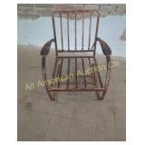 ANTIQUE ART DECO CANTILEVER SPRING STEEL LAWNCHAIR