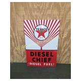 TEXACO DIESEL CHIEF PORCELAIN PUMP PLATE SIGN