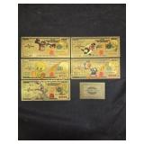 LOONEY TUNES COLLECTABLE BANK NOTE SET OF 5
