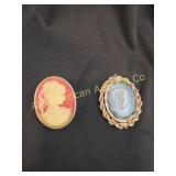 VTG VICTORIAN REVIVAL CAMERO BROOCH & PENDANT
