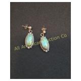 NATIVE AMERICAN NAVAJO OVAL TURQ. DANGLE EARRINGS