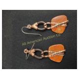 BARSE THAI GENUINE COPPER& ORANGE JASPER EARRINGS