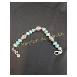BRIGHTON SANTA FE BEADED SILVER & TURQ. BRACELET