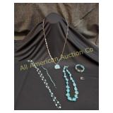 6-PCS SOUTHWESTERN BOHO TURQUOISE JEWELRY LOT