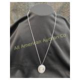 VTG CARVED SHELL CAMEO FILIGREE PENDANT & CHAIN