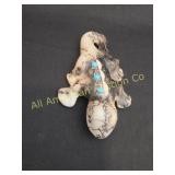 SIGNED NAVAJO TOM VAIL JR HORSEHAIR RAKU LIZARD