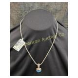 RH MACY & CO STERLING BLUE TOPAZ PENDANT NECKLACE