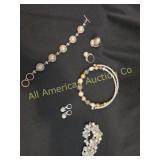 MULTI PC FAUX PEARL -RHINESTONE STATEMENT JEWELRY