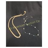 JCM 14K GLD TIN CUP & VTG FILIGREE STRAND NECKLACE
