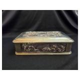 VTG STYLE SILVER PLATED FLORAL HINGED JEWELRY BOX