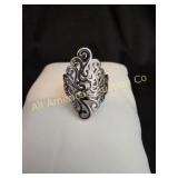 VTG S990 OPENWORK SCROLL STATEMENT SHEILD RING SZ6