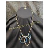 VTG RLM SOHO GLD TONE & WRAPPED TURQ NECKLACE