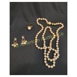 ESTATE VINTAGE FAUX PEARL 3 PIECE JEWELRY SET
