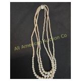 VTG JAPAN TRIPLE STRAND FAUX PEARL NECKLACE