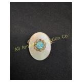 VTGOVAL MOTHER OF PEARL & TURQUOISE CAMEO BROOCH