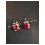VTG ATI MEX CUSHIONED CUT RED JASPER DROP EARRINGS