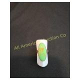 VINTAGE STERLING GREEN TURQ / GASPEITE OVAL RING