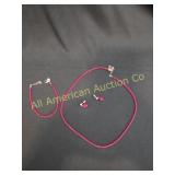 EMILY RAE RED CRYSTAL BEAD SET MARKED .925