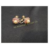VTG CORSO FAUX PEARL PK RHINESTONE SCREW EARRINGS