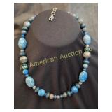 CAROLYN POLLACK STERLING BLUE GEM BEADED COLLAR