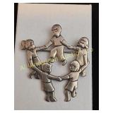 VTG JAMES AVERY STERLING DANCING CHILDREN BROOCH