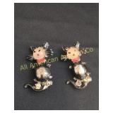 VTG WHIMSICAL CLACK ENAMEL KITTY CAT SCATTER PINS