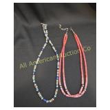 SOUTHWESTERN MULTI STONE BEADED & PINK/RED NECKLCE
