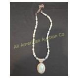 VTG C.P. RELIOS MILKY AQUAMARINE PENDT. & NECKLACE