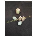 POLLACK MILKY AQUAMARINE RING & SINCERELY EARRINGS