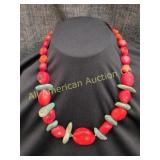 VTG BARSE CHUNKY RE CORAL & TURQ. NECKLACE