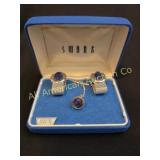 VTG SWANK GENUINE SODALITE MESH WRAP CUFFLINK SET