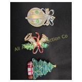 3 ESTATE VTG CHRISTMAS BROCHES / PINS