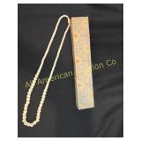 VTG CHINESE HAND CARVED BONE ROSE BEAD NECKLACE