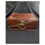 VTG ASIAN ROSEWOOD BRASS INLAY JEWELRY BOX