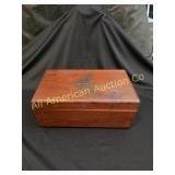 VTG HANDCRAFTED WALNUT QUAIL SCENE KEEPSAKE BOX