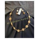 EARTH TONED ZEBRA SWIRL LENTICULAR NECKLACE W/