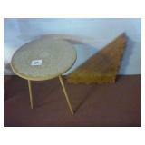 Round Glass Top Table with Doily & Corner Shelf