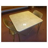 Card Table & 2 Metal Folding Chairs