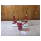 Ruby Pitcher & 2 Vanity Lamps (no shades)