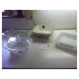 Glasbake Casserole Dishes, Square Longaberger...