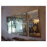 3 Part Wall Mirror with Floral Design