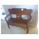 Wooden Love Seat Bench with Storage in Base