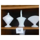 3 Pieces Milkglass (diamond pattern)