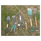 Hatchet, Pruners, Shears, Shovel, Fork