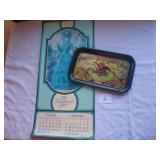 Budweiser Tin Tray, 1973 Budweiser Girl Calendar